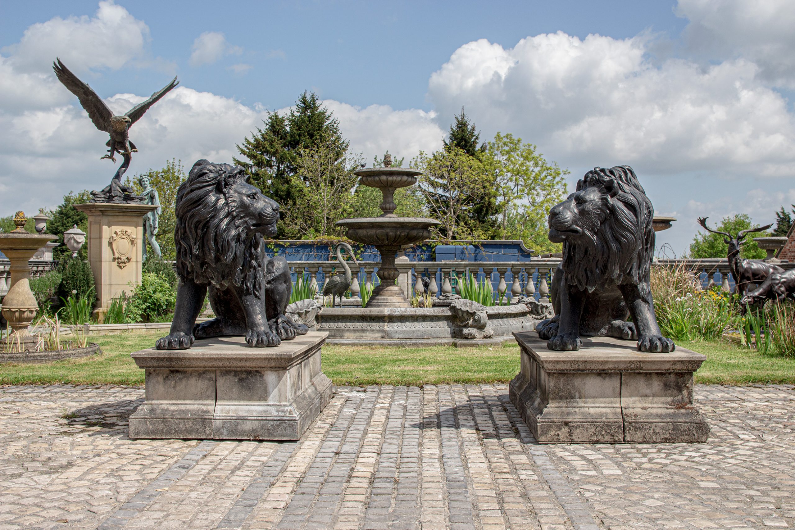 The David Sharp Studio Bronze Lions & Vermeer Fountain